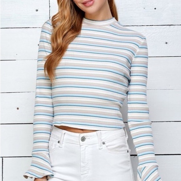 Striped Bell Long Sleeve Crop Top FINAL PRICE - Picture 6 of 6